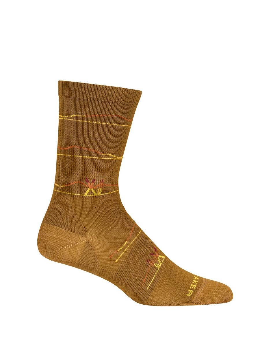 Clove / Silent Gold Women's Icebreaker Merino Lifestyle Ultralight Crew Ski Backcountry Socks | USA 1422BEXC